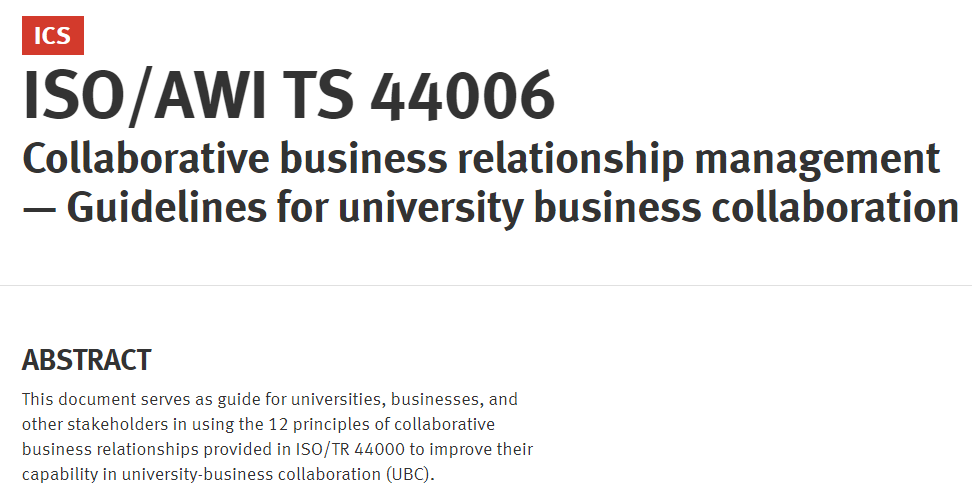 ISO/TS on university business collaboration to be developed